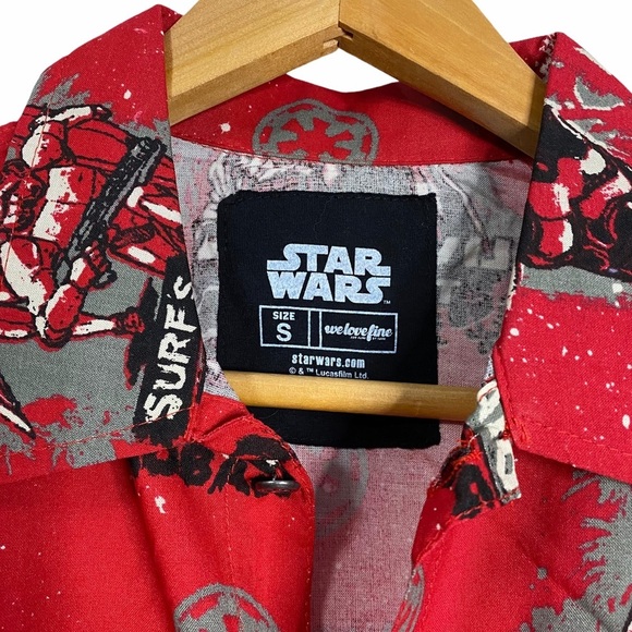 Star Wars Imperial Dark Side Red Hawaiian Shirt Small S Fandom Deathstar Vader - Picture 3 of 13